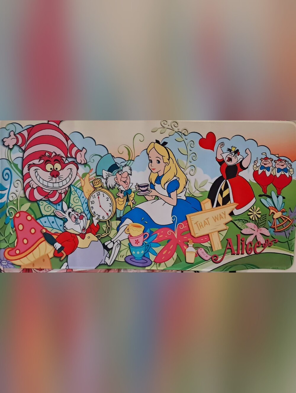 New! Alice In Wonderland Computer Desk Mat. 12"x24"